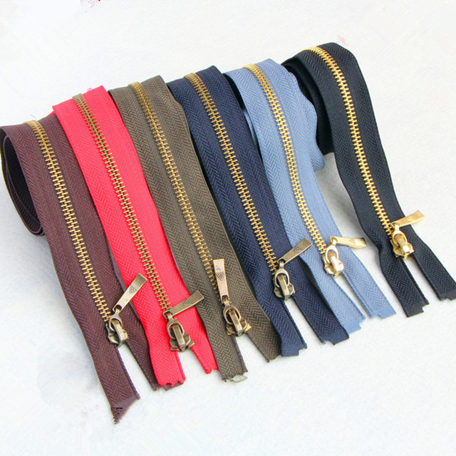 10pcs 5 # mixed color copper metal zipper 70cm long zipper copper